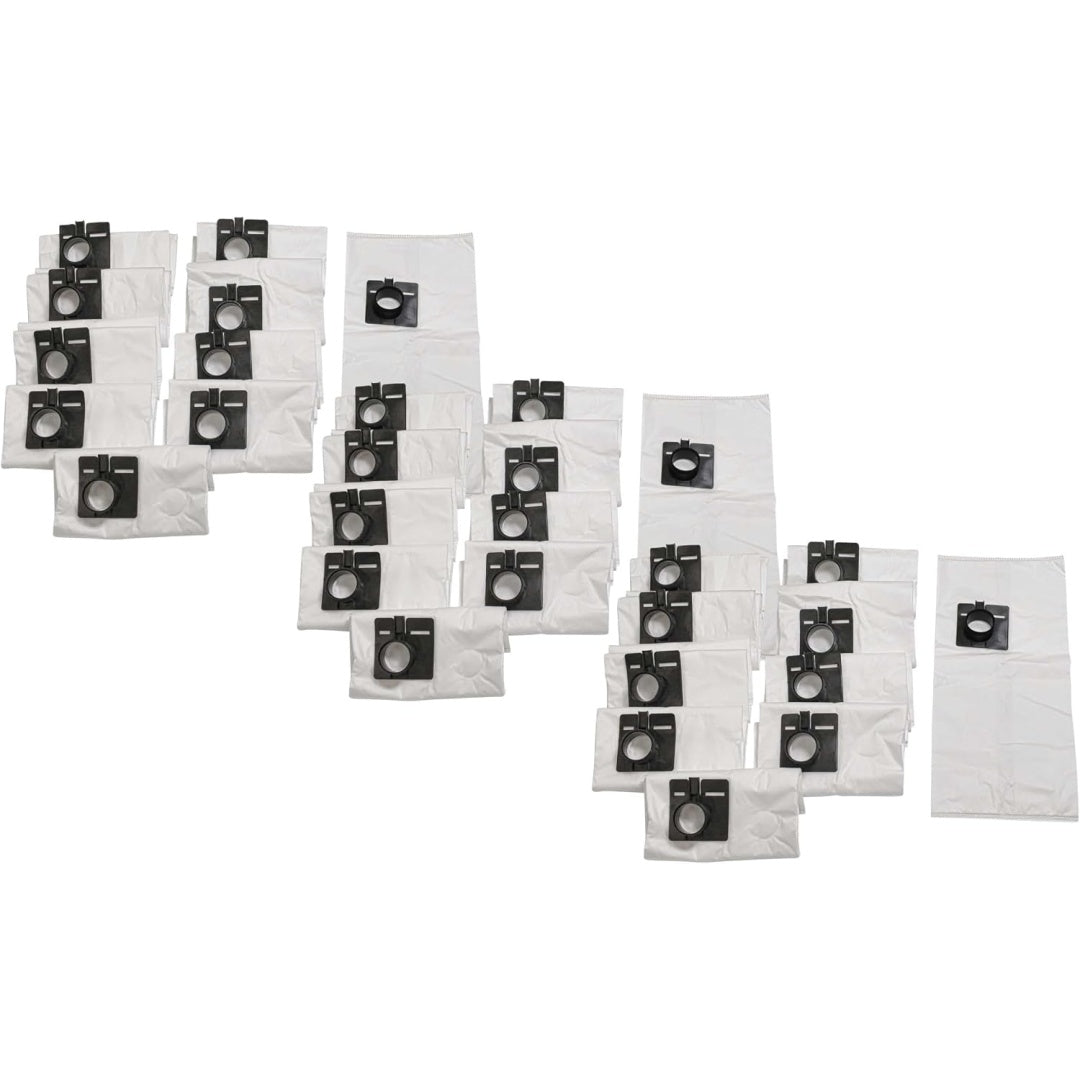 Lot de 30 sacs de collecte, coloris blanc et gris, avec une retenue des dechets aspires