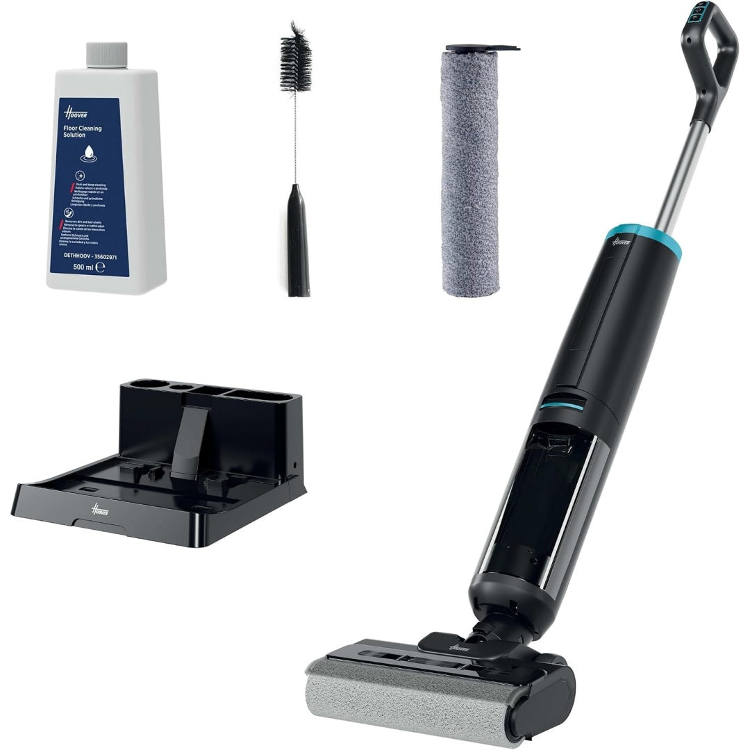 Laveur de sols, coloris gris et noir, avec le nettoyage des bords