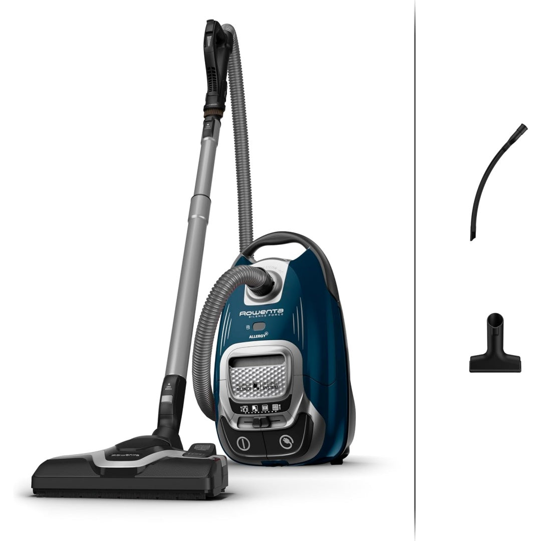 Aspirateur au format traineau associant l'entretien des sols au coloris bleu